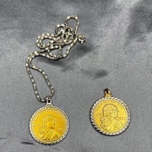 Gold and Silver Coin Pendant Necklace